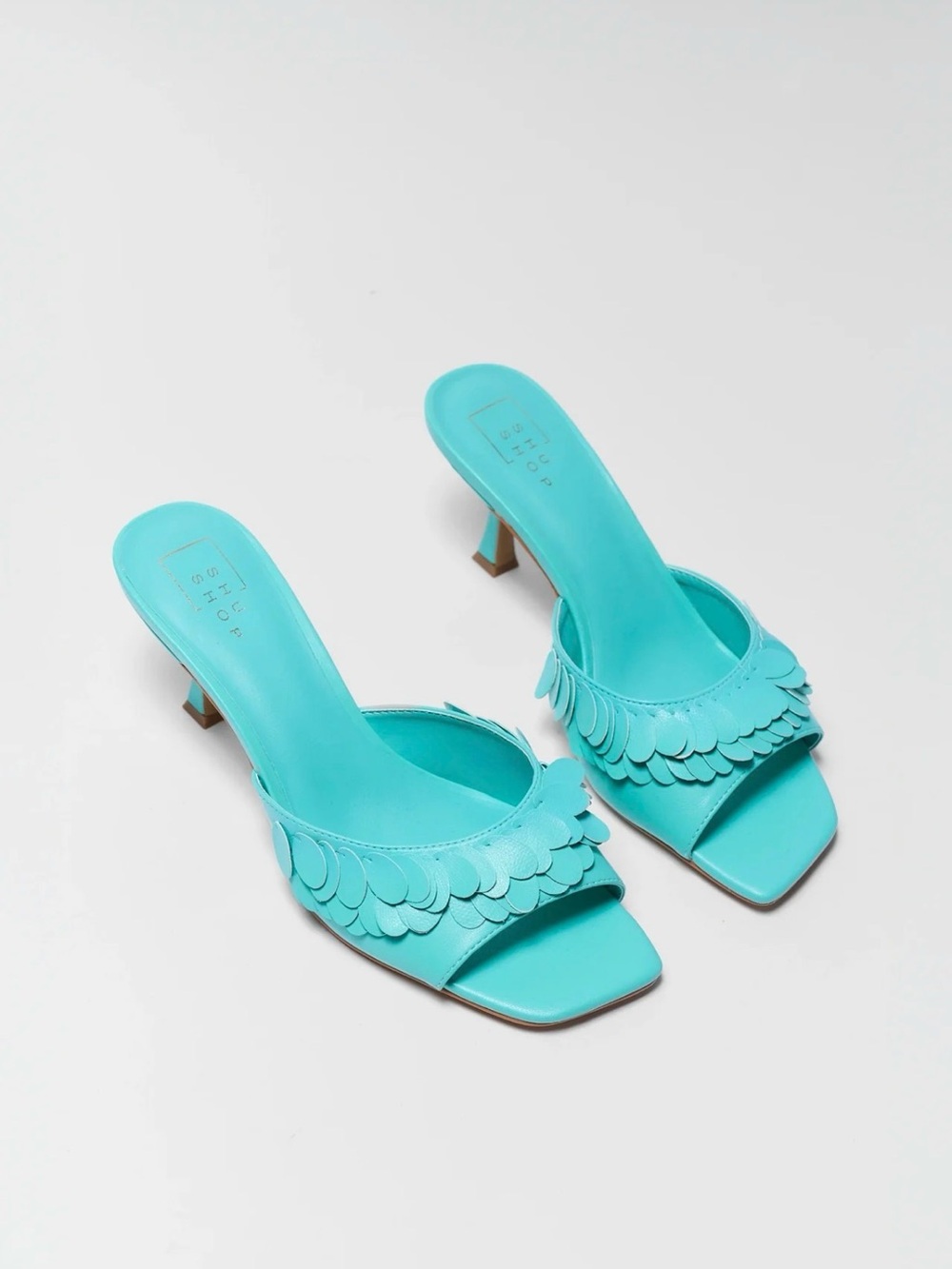 ShuShop Turquoise Scallop-Trim Mule Sandals - Picture 4 of 5